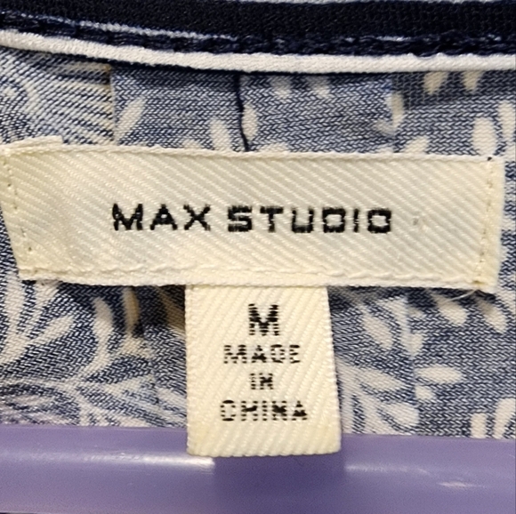 Max Studio Navy and White Quarter Sleeves fit and flare Casual dress size M - Picture 3 of 11